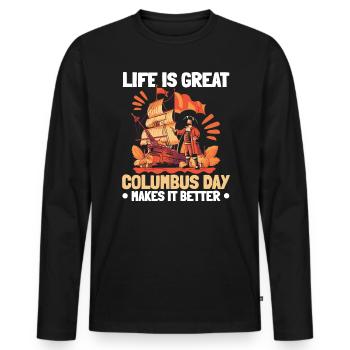 Christoph Kolumbus Italienisch-Amerikanischer Kolumbus-Tag - Männer Premium Bio Langarmshirt - Schwarz - Vorne - Nico (187cm)