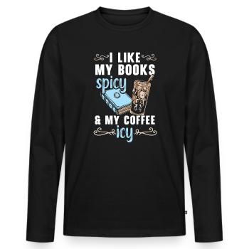 Buchliebhaber Bücherwurm Lesen Bibliothekarische Ausbildung - Männer Premium Bio Langarmshirt - Schwarz - Vorne - Nico (187cm)