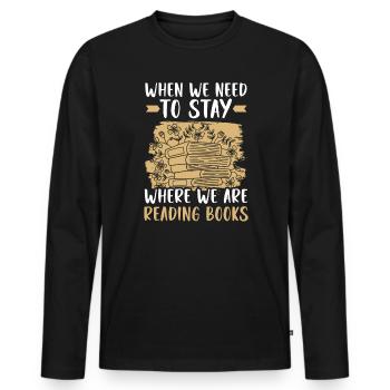 Buchliebhaber Bücherwurm Lesen Bibliothekarische Ausbildung - Männer Premium Bio Langarmshirt - Schwarz - Vorne - Nico (187cm)