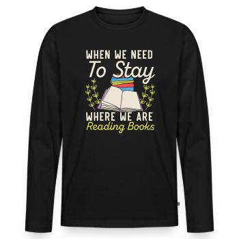 Buchliebhaber Bücherwurm Lesen Bibliothekarische Ausbildung - Männer Premium Bio Langarmshirt - Schwarz - Vorne - Nico (187cm)