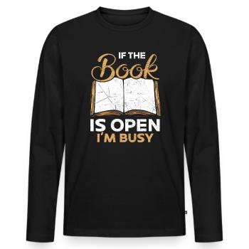 Buchliebhaber Bücherwurm Lesen Bibliothekarische Ausbildung - Männer Premium Bio Langarmshirt - Schwarz - Vorne - Nico (187cm)