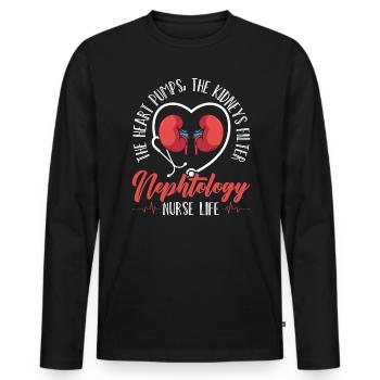 Nephrologie Krankenschwester Medizinischer Beruf Medizin Krankenpflege - Männer Premium Bio Langarmshirt - Schwarz - Vorne - Nico (187cm)