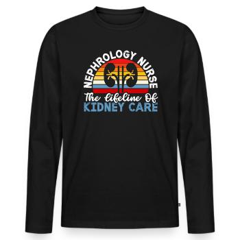 Nephrology Nurse Medical Job Medicine Nursing - Men's Premium Organic Long Sleeve Shirt - black - Front - Nico (187cm)