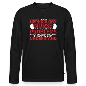 Nephrology Nurse Medical Job Medicine Nursing - Men's Premium Organic Long Sleeve Shirt - black - Front - Nico (187cm)