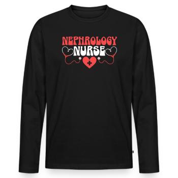 Nephrology Nurse Medical Job Medicine Nursing - Men's Premium Organic Long Sleeve Shirt - black - Front - Nico (187cm)