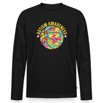 Autisme Basketball Autism Warrior Basketteur - T-shirt manches longues Premium bio Homme - noir - Devant - Nico (187cm)