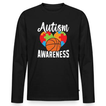 Autisme Basketball Autism Warrior Basketteur - T-shirt manches longues Premium bio Homme - noir - Devant - Nico (187cm)