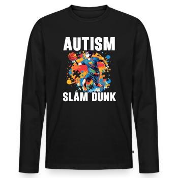 Autisme Basketball Autism Warrior Basketteur - T-shirt manches longues Premium bio Homme - noir - Devant - Nico (187cm)