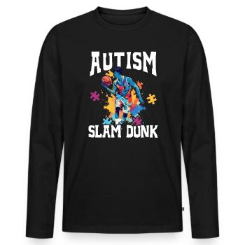Autisme Basketball Autism Warrior Basketteur - T-shirt manches longues Premium bio Homme - noir - Devant - Nico (187cm)