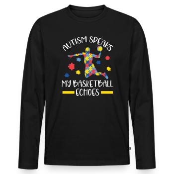 Autisme Basketball Autism Warrior Basketteur - T-shirt manches longues Premium bio Homme - noir - Devant - Nico (187cm)