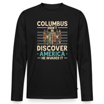 Tag der indigenen Ureinwohner Amerikas - Männer Premium Bio Langarmshirt - Schwarz - Vorne - Nico (187cm)