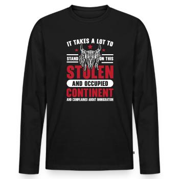 Tag der indigenen Ureinwohner Amerikas - Männer Premium Bio Langarmshirt - Schwarz - Vorne - Nico (187cm)