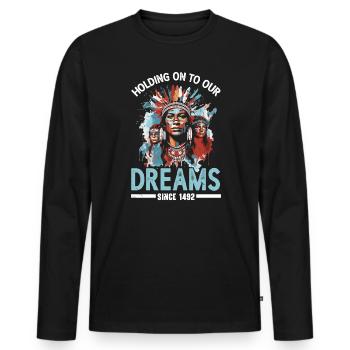 Journée des Amérindiens autochtones - T-shirt manches longues Premium bio Homme - noir - Devant - Nico (187cm)
