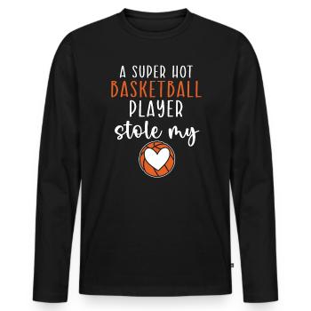 Basketball Girlfriend Love Couple Relationship - T-shirt manches longues Premium bio Homme - noir - Devant - Nico (187cm)