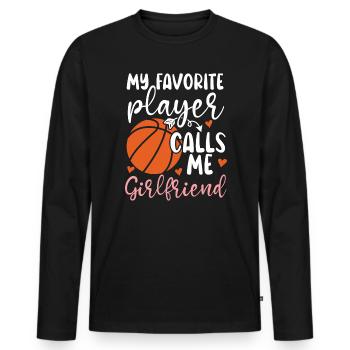 Basketball Girlfriend Love Couple Relationship - T-shirt manches longues Premium bio Homme - noir - Devant - Nico (187cm)