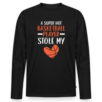 Basketball Girlfriend Love Couple Relationship - T-shirt manches longues Premium bio Homme - noir - Devant - Nico (187cm)