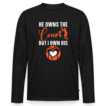 Basketball Girlfriend Love Couple Relationship - T-shirt manches longues Premium bio Homme - noir - Devant - Nico (187cm)