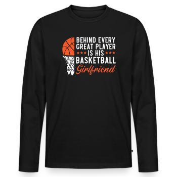 Basketball Girlfriend Love Couple Relationship - T-shirt manches longues Premium bio Homme - noir - Devant - Nico (187cm)
