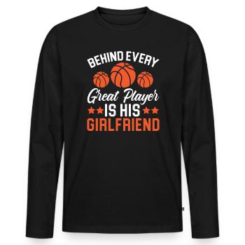 Basketball Girlfriend Love Couple Relationship - T-shirt manches longues Premium bio Homme - noir - Devant - Nico (187cm)