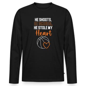 Basketball Girlfriend Love Couple Relationship - T-shirt manches longues Premium bio Homme - noir - Devant - Nico (187cm)