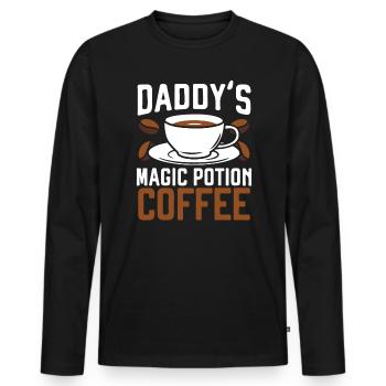 Papa Kaffeetrinker Koffein Papa Vatertag - Männer Premium Bio Langarmshirt - Schwarz - Vorne - Nico (187cm)