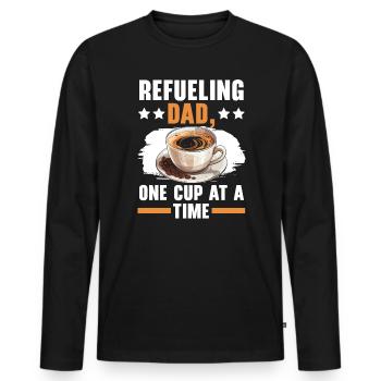 Dad Coffee Drinker Caffeine Daddy Fathers Day - Men's Premium Organic Long Sleeve Shirt - black - Front - Nico (187cm)