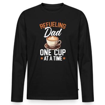 Papa Kaffeetrinker Koffein Papa Vatertag - Männer Premium Bio Langarmshirt - Schwarz - Vorne - Nico (187cm)