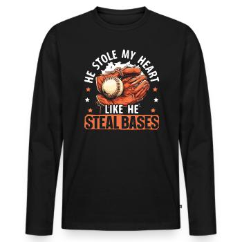 Baseball-Freundin Sportliebhaber Baseball-Fan - Männer Premium Bio Langarmshirt - Schwarz - Vorne - Nico (187cm)