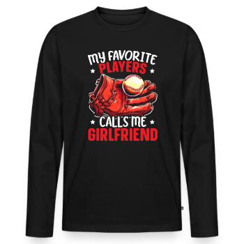 Baseball-Freundin Sportliebhaber Baseball-Fan - Männer Premium Bio Langarmshirt - Schwarz - Vorne - Nico (187cm)