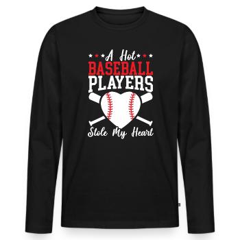 Baseball Girlfriend Sport Lover Baseball Fan - T-shirt manches longues Premium bio Homme - noir - Devant - Nico (187cm)