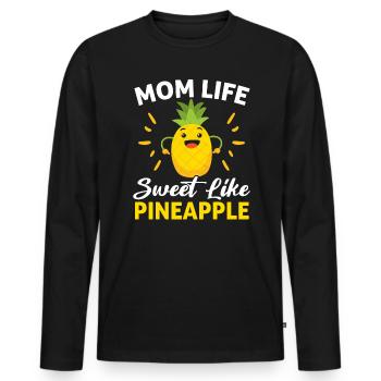Pineapple Mom Hello Summer Motherhood Mothers Day - Men's Premium Organic Long Sleeve Shirt - black - Front - Nico (187cm)