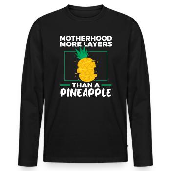 Pineapple Mom Hello Summer Motherhood Mothers Day - Men's Premium Organic Long Sleeve Shirt - black - Front - Nico (187cm)