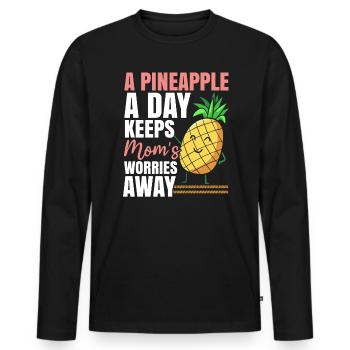 Pineapple Mom Hello Summer Motherhood Mothers Day - Men's Premium Organic Long Sleeve Shirt - black - Front - Nico (187cm)