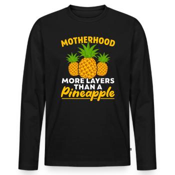 Pineapple Mom Hello Summer Motherhood Mothers Day - Men's Premium Organic Long Sleeve Shirt - black - Front - Nico (187cm)