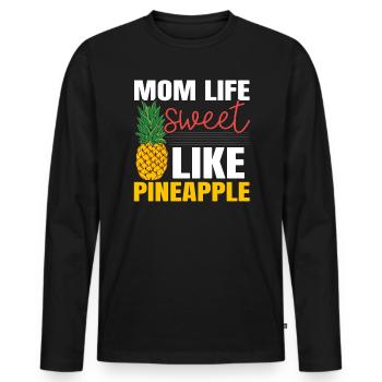 Pineapple Mom Hello Summer Motherhood Mothers Day - Men's Premium Organic Long Sleeve Shirt - black - Front - Nico (187cm)