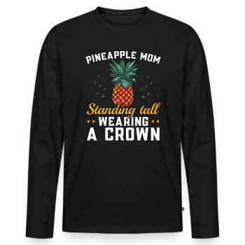 Pineapple Mom Hello Summer Motherhood Mothers Day - Men's Premium Organic Long Sleeve Shirt - black - Front - Nico (187cm)