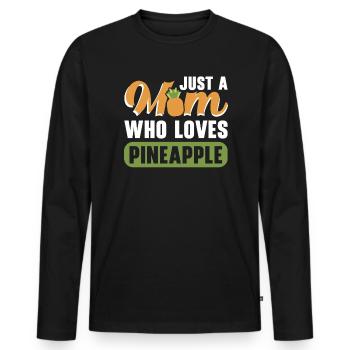 Pineapple Mom Hello Summer Motherhood Mothers Day - Men's Premium Organic Long Sleeve Shirt - black - Front - Nico (187cm)