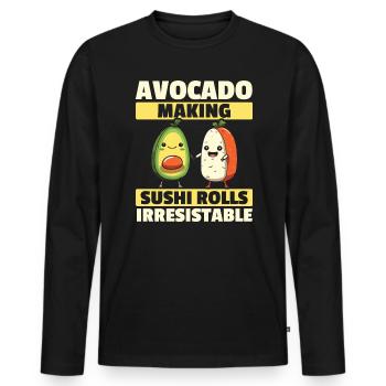 Avocado Sushi Roll Nigiri Avocado Fruit Guacamole - Men's Premium Organic Long Sleeve Shirt - black - Front - Nico (187cm)