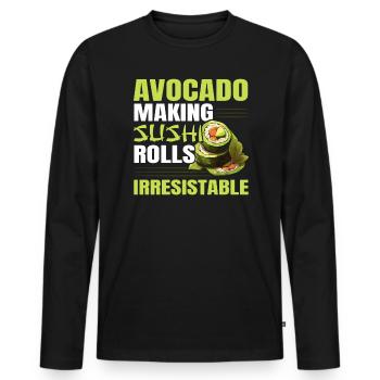 Avocado Sushi Roll Nigiri Avocado Fruit Guacamole - Men's Premium Organic Long Sleeve Shirt - black - Front - Nico (187cm)