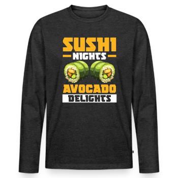 Avocado Sushi Rolle Nigiri Avocado Frucht Guacamole - Männer Premium Bio Langarmshirt - Anthrazit meliert - Vorne - Nico (187cm)
