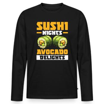 Avocado Sushi Roll Nigiri Avocado Fruit Guacamole - Men's Premium Organic Long Sleeve Shirt - black - Front - Nico (187cm)