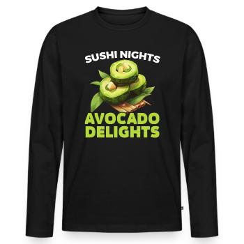 Avocado Sushi Roll Nigiri Avocado Fruit Guacamole - Men's Premium Organic Long Sleeve Shirt - black - Front - Nico (187cm)