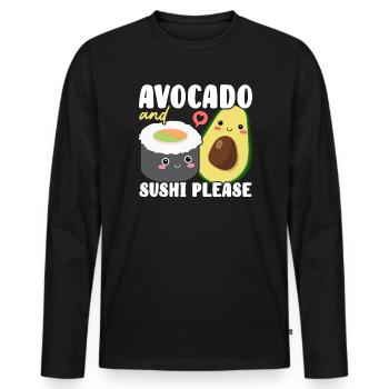 Avocado Sushi Roll Nigiri Avocado Fruit Guacamole - Men's Premium Organic Long Sleeve Shirt - black - Front - Nico (187cm)