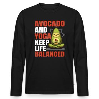 Avocado Yoga Master Avocado Fruit Meditate Guac - Men's Premium Organic Long Sleeve Shirt - black - Front - Nico (187cm)