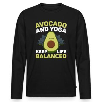 Avocado Yoga Master Avocado Fruit Meditate Guac - Men's Premium Organic Long Sleeve Shirt - black - Front - Nico (187cm)