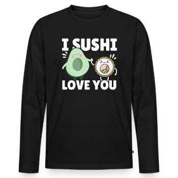 Avocado Sushi Roll Nigiri Avocado Fruit Guacamole - Men's Premium Organic Long Sleeve Shirt - black - Front - Nico (187cm)