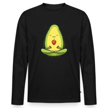 Avocado Yoga Master Avocado Fruit Meditate Guac - Men's Premium Organic Long Sleeve Shirt - black - Front - Nico (187cm)