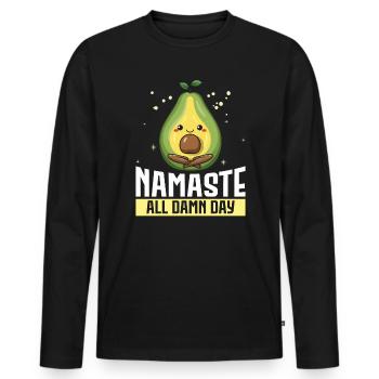Avocado Yoga Master Avocado Fruit Meditate Guac - Men's Premium Organic Long Sleeve Shirt - black - Front - Nico (187cm)