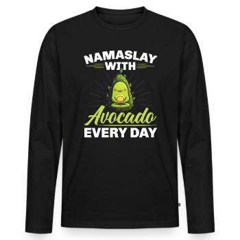 Avocado Yoga Master Avocado Fruit Meditate Guac - Men's Premium Organic Long Sleeve Shirt - black - Front - Nico (187cm)
