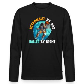Astronaut Basketball Outerspace Basketball Player - Men's Premium Organic Long Sleeve Shirt - black - Front - Nico (187cm)
